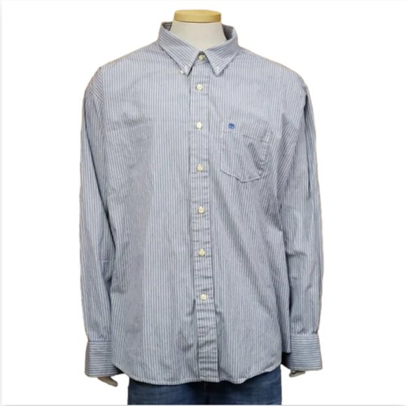 Timberland XXL Blue Stripe Shirt Long Sleeve Button Down Casual Mens - Picture 1 of 8